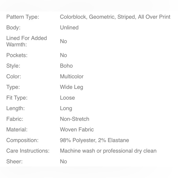 SHEIN Tall Boho Mixed Stripe Maroon Tassel Knot Waist Wide Leg Pant - Picture 9 of 9